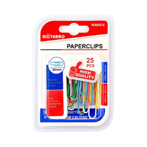 MOTARRO PAPER CLIPS 50MM MIX COLS 25PK