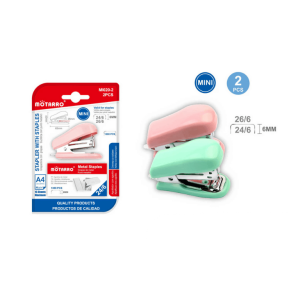 STAPLER WITH STAPLES - 24/6 MIX COLOR